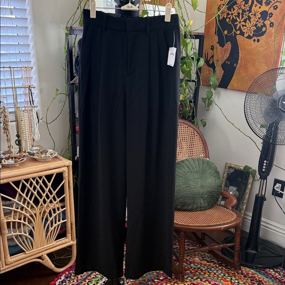 NWT GAP Black 365 High Rise Wide Leg Dark Academia Classic Preppy Trouser Pants